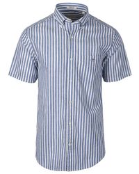 GANT - Reg Cotton Linen Stripe Ss Shirt Rich - Lyst