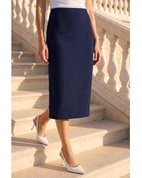 Roman - Textured Elastic Waist Pencil Midi Skirt - Lyst