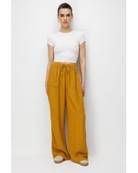 MixRay - Mid Waist Straight Leg Cotton Pants With Tie Closure - Lyst