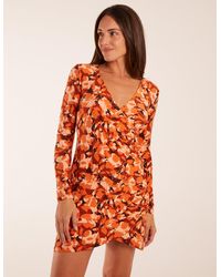 Blue Vanilla - Fixed Wrap Gathered Mini Dress - Lyst