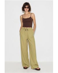 Bianco Lucci - Wide-Leg Cotton Trousers With Drawstring Waist - Lyst