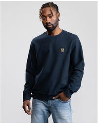 Belstaff - Crew Neck Sweatshirt With Logo Patch - Lyst