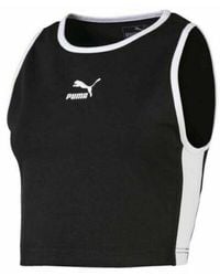 PUMA - Crew Neck Classic Fit Ärmellose Schwarze Frauen Crop Top 579929 01 - Lyst