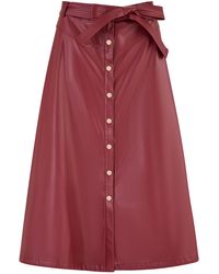 Yumi' - Faux Leather A Line Midi Skirt With Button Up Details - Lyst
