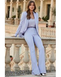 Sosandar - Lilac Button Detail Kick Flare Trousers - Lyst
