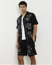 River Island - Regular Fit Floral Embroidered Shorts Cotton - Lyst