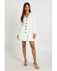 Boohoo - Tall Long Sleeve Collarless Tailored Mini Dress - Lyst