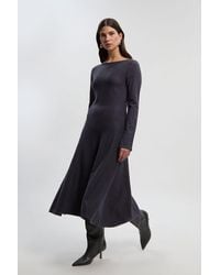 Karen Millen - Lydia Compact Knit Wool Look Full Skirt Midi Dress - Lyst