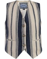 Dreimaster - Weste Damen Dunkelmarine Wollweisser Streifen - Lyst