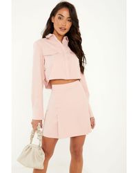 Quiz - High Waist Cord Mini Skirt - Lyst