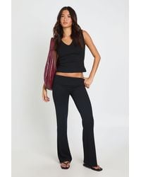 Boohoo - Soft Touch Fold Over Waistband Flared Jogger - Lyst