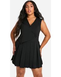 Boohoo - Plus Tailored Pleated Skort Romper - Lyst
