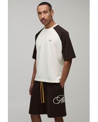 BoohooMAN - Oversized Boxy Raglan T-Shirt & Baggy Short Set - Lyst