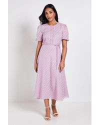Wallis - Petite 3D Floral Button Midi Dress - Lyst