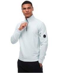 C.P. Company - Light Fleece Sweatshirt Met Rits In Blauw - Lyst