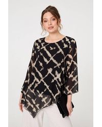 Izabel London - Printed Asymmetric Semi Sheer Tunic Top - Lyst
