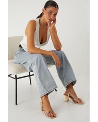 MissPap - Leather Look Knot Block Heel Sandals - Lyst