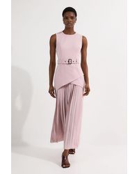 Karen Millen - Ponte And Georgette Jersey Pleated Maxi Dress - Lyst