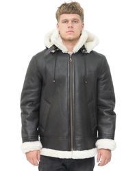 Infinity Leather - Hooded Sheepskin B3 Flying Jacket-Columbus - Lyst