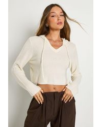 Boohoo - Hooded Knit Jumper - Lyst