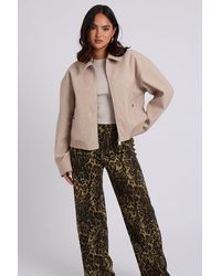 Urban Bliss - Oatmeal Faux Wool Bomber - Lyst