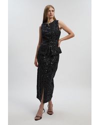 Karen Millen - Sequin Denim Pencil Skirt - Lyst