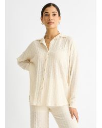 Gini London - Textured Oversized Long Sleeves Shirt - Lyst