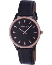 Johan Eric - Helsing¸R, Dial Watches W Triangular Rose Tone Hr-Markers, Ip Case W Ip Bezel Ring & Crown, Calfskin Band Leather - Lyst