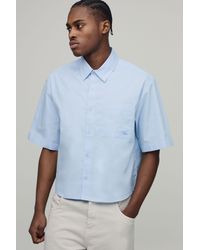 BoohooMAN - Oversized Boxy Half Sleeve Curve Hem Shirt - Lyst