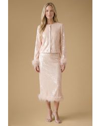 Oasis - Hen Premium Sequin Feather Cuff Top - Lyst
