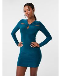 Pink Vanilla - Cut Out Long Sleeve Keyhole Mini Dress - Lyst