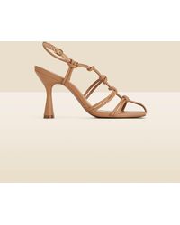 Sosandar - Leather Knot Detail Flared Heel Sandals - Lyst