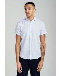Nines - Light Linen Blend Short Sleeve Button-Up Shirt - Lyst