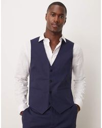 ASOS - Linen Blend Slim Suit Waistcoat - Lyst