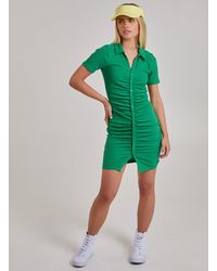 Pink Vanilla - Short Sleeve Button Up Ribbed Mini Dress - Lyst