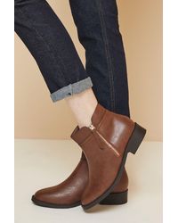 Good for the Sole - Wide Fit Mira Material Mix Zip Low Heel Ankle Boots - Lyst