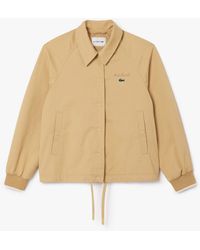 Lacoste - Dames Oversized Jas Met Borduursel Op De Borst In Beige - Lyst