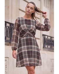 Roman - Petite Twist Front Check Dress - Lyst