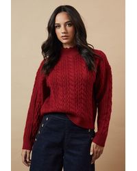 Oasis - Wavy Cable Detail Scalloped Neck Jumper - Lyst
