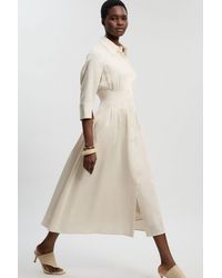 Karen Millen - Tailored Linen Darted Waist Midi Dress - Lyst