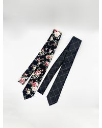 SVNX - Minimal Check & Floral Print Tie Set - Lyst
