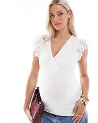 Mama.licious - Maternity 2 Function Jersey Top With Broderie Sleeve Detail - Lyst