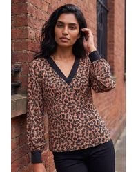 Roman - Ditsy Floral Contrast Neck Top - Lyst