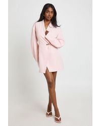 Boohoo - Structured Shoulder Pad Wrap Balloon Sleeve Blazer Dress - Lyst