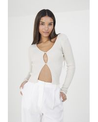 Brave Soul - 'Sasha' Ribbed Knitted V-Neck Cardigan Cotton/Acrylic - Lyst