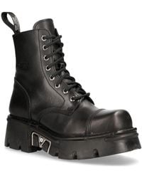 New Rock - Leather Military Biker Boots- M-Newmili083-S19 - Lyst