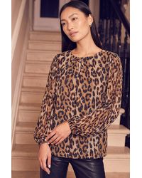Roman - Animal Print Pleat Top - Lyst