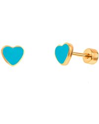 The Jewellery Stockroom - Plated Enamel Heart Flatback Stud Earrings - Lyst