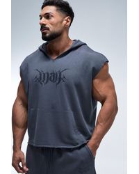 BoohooMAN - Active Boxy Sleeveless Hoodie V Neck - Lyst