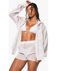 Boohoo - Cheesecloth Beach Shorts - Lyst